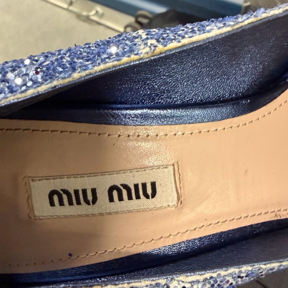 Miu Miu Sparkling Blue Heels with Crystal Embellishments - Picture 5 of 7